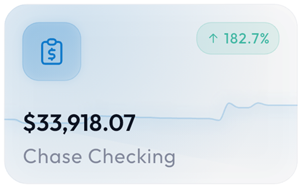 Chase Checking account with $33,918.07 balance and upward trend